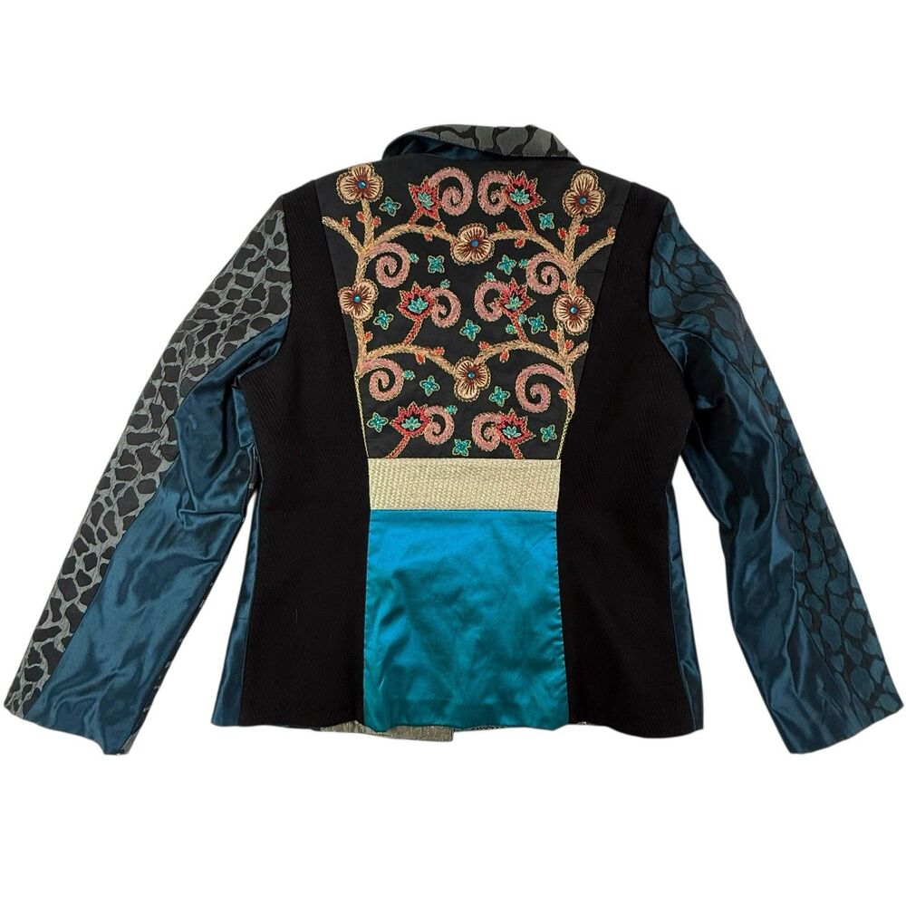 Desigual Multicolored Mixed Fabric Jacket Women Size L EU44 Metallic Art to Wear - Picture 2 of 12